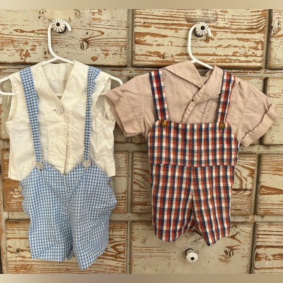 2 pc Bundle of Vintage 60’s Toddler overalls 12-18 months or small 2 year old - Picture 1 of 13